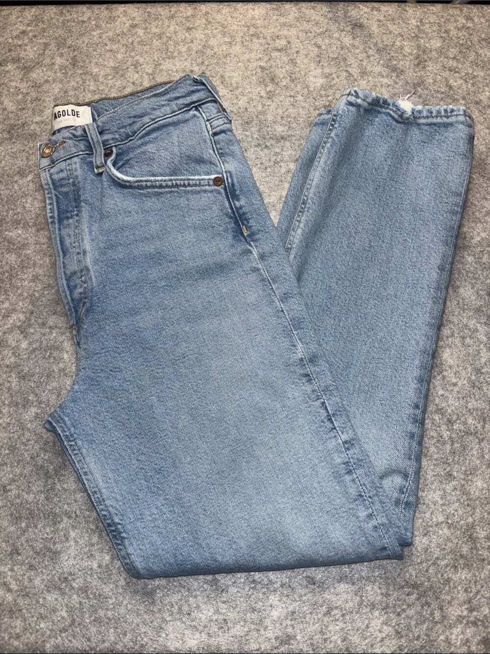 👖 AGOLDE Riley Crop High Rise Straight Jeans Size 26 Light Wash